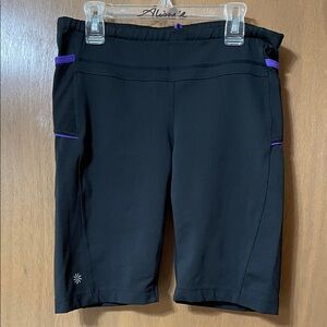 Athleta Black Bike Shorts with Purple Accents